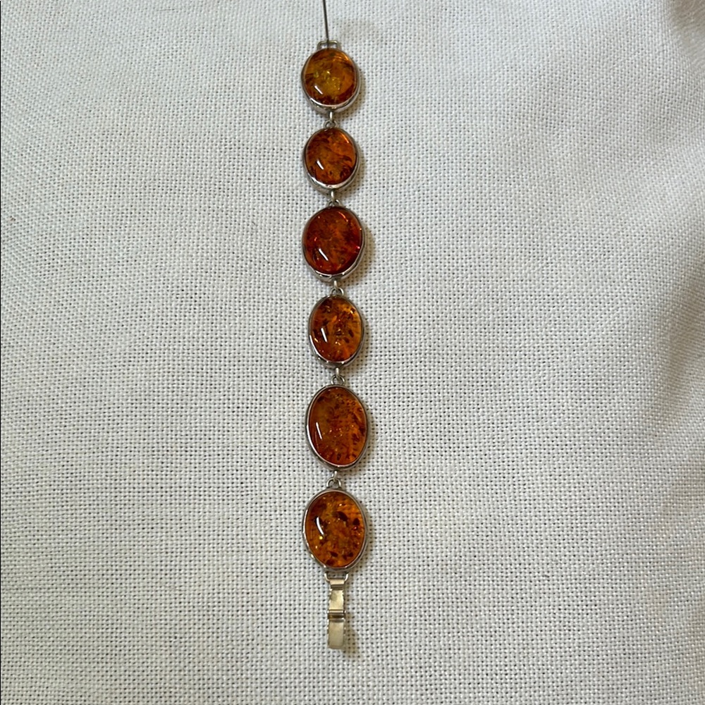 Elegant Amber Bracelet with Silver Accents